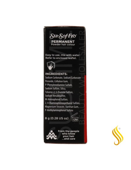 Sta-sof-fro Permanent Powder Cheveux Couleur Noir 8 Gr