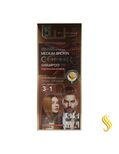 Kiss Beauty 3-in-1 Coloring Shampoo Medium Brown 420ml