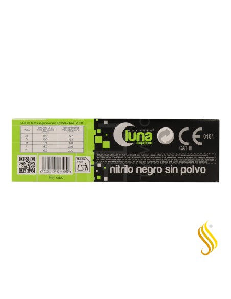 Gants Omare Luna Nitrile Noir Sans Poudre Taille M 100 unités