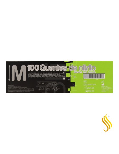 Gants Omare Luna Nitrile Noir Sans Poudre Taille M 100 unités