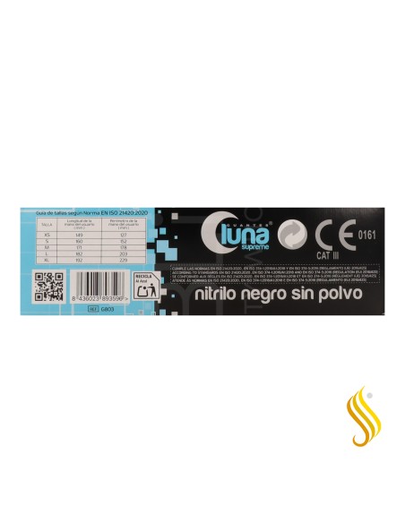 Luvas de nitrilo Omare Luna Luvas de nitrilo preto sem pó tamanho L 100 unidades