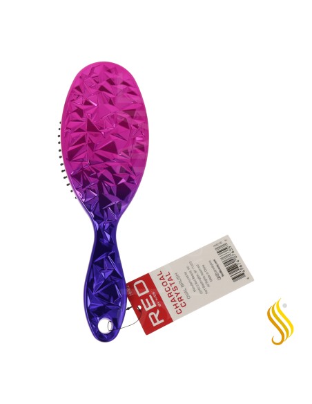 Brosse ovale Red Kiss à poils en carbone et design cristal