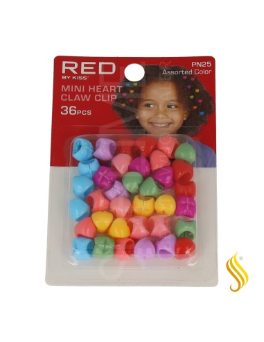 Lot de 36 pinces à cheveux en forme de cœur pour enfants Red Kiss