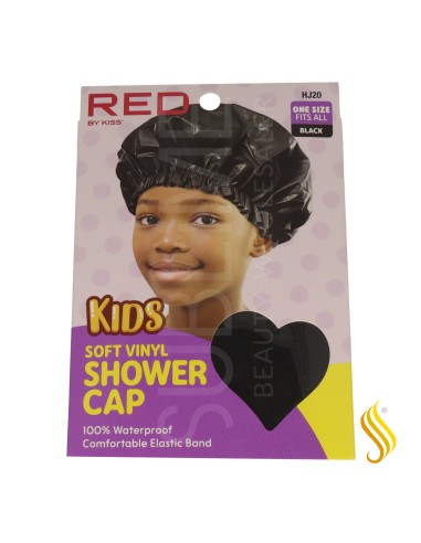 Bonnet de douche noir pour enfants Red Kiss
