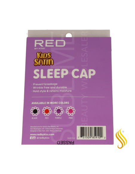 Touca de dormir infantil de cetim Red Kiss Kids preta