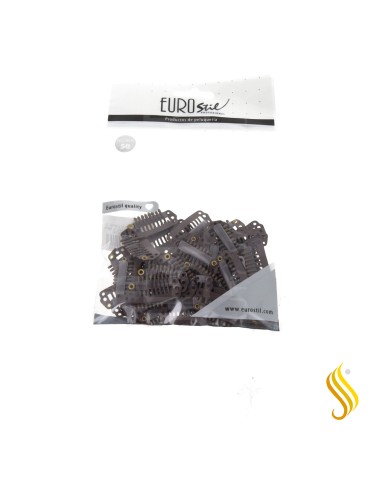 Sachet Eurostil de 50 clips pour extensions de cheveux, marron, 2,8 cm