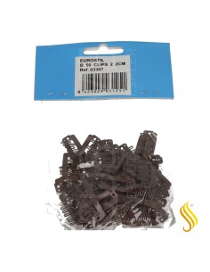 Sachet Eurostil de 50 clips pour extensions de cheveux, marron, 2,3 cm 2