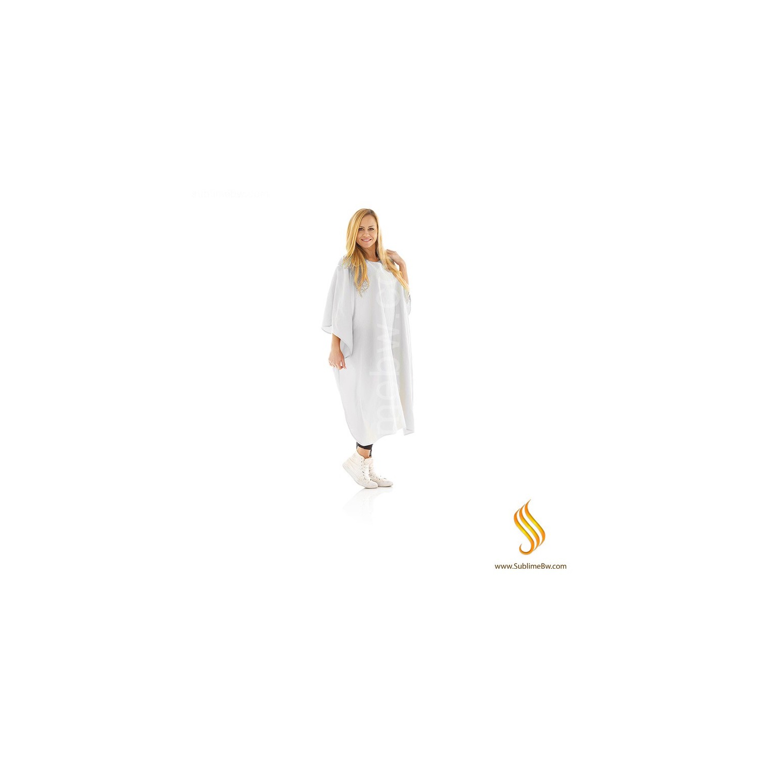 Xanitlia Pro White HD Polyester Cut Cape 130x150 cm. 6 Button Closure