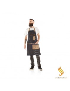 Tablier en denim Xanitlia Pro + barbier en similicuir