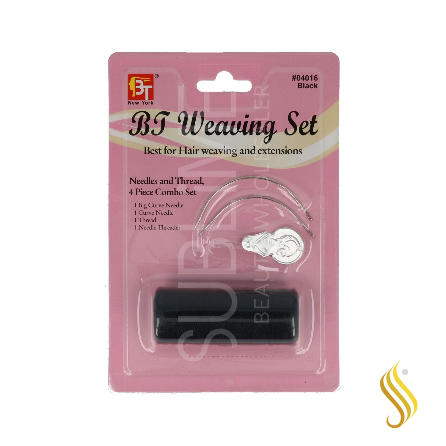 Beauty Town Weaving Set (Hilo+Aguja) Negro 4 Piezas (04016)
