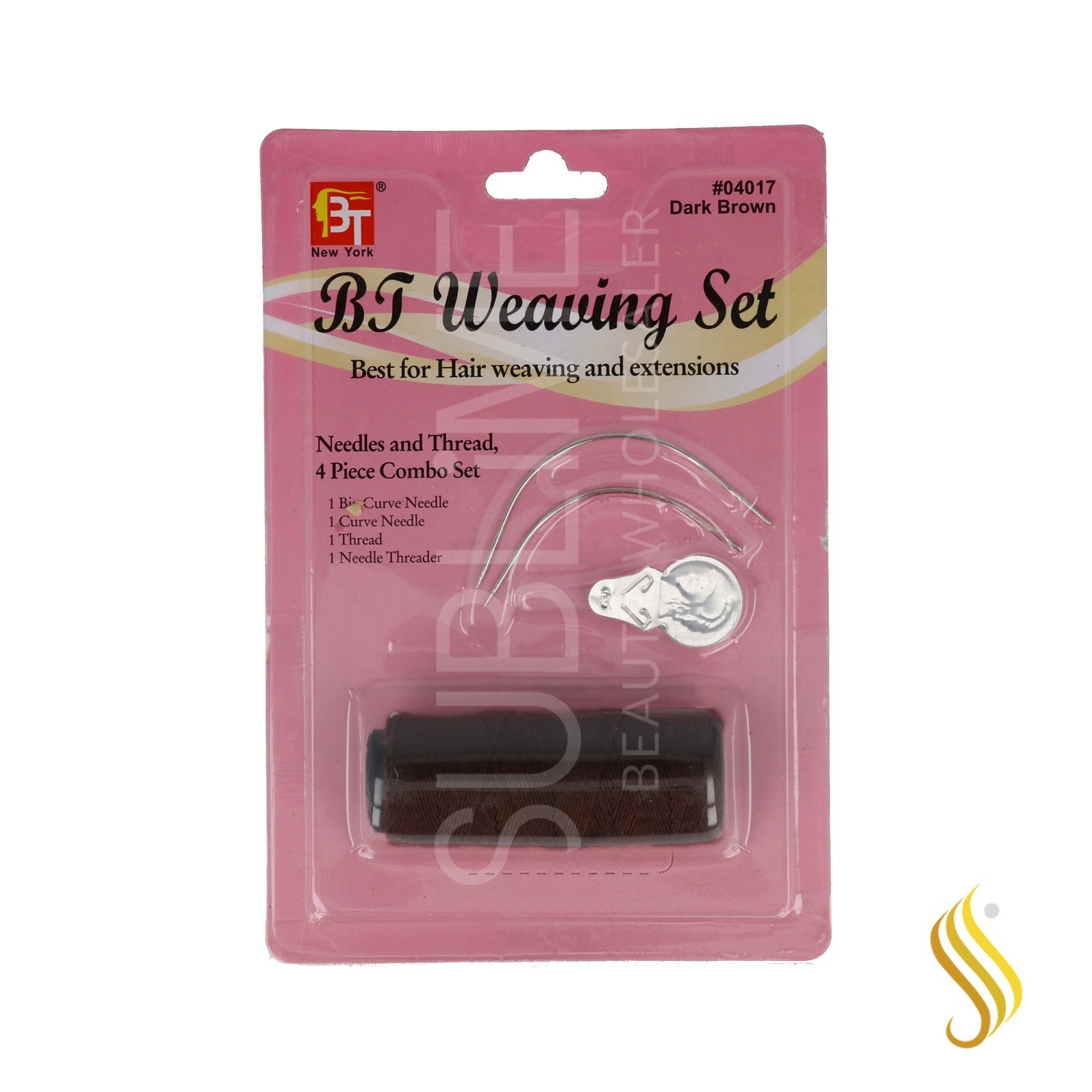 Beauty Town Weaving Set (Thread+Needle) Dark Brown 4 Pieces (04017)