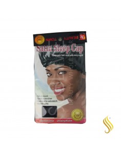 Beauty Town Luxury Satin Bonnet Dormir Noir (21241)