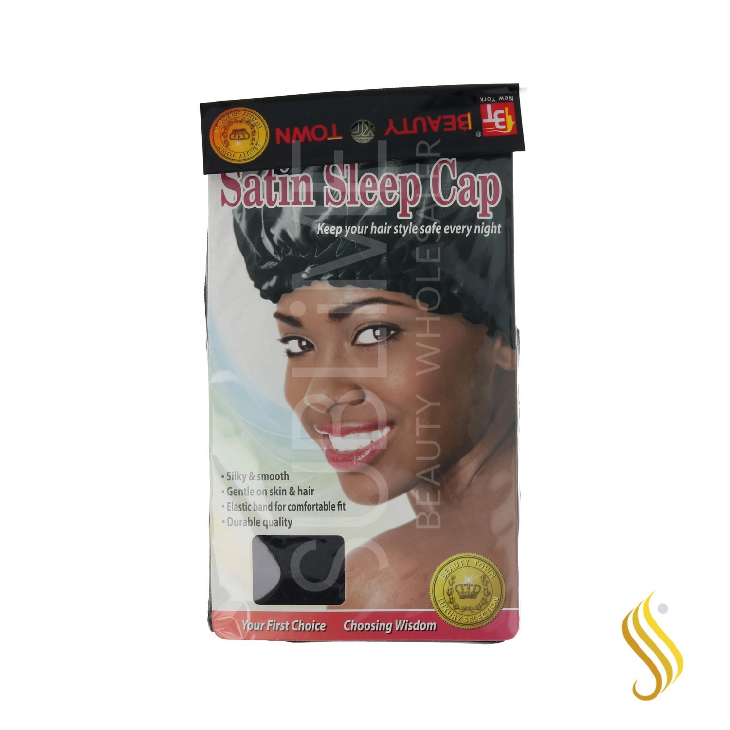 Beauty Town Luxury Satin Bonnet Dormir Noir (21241)