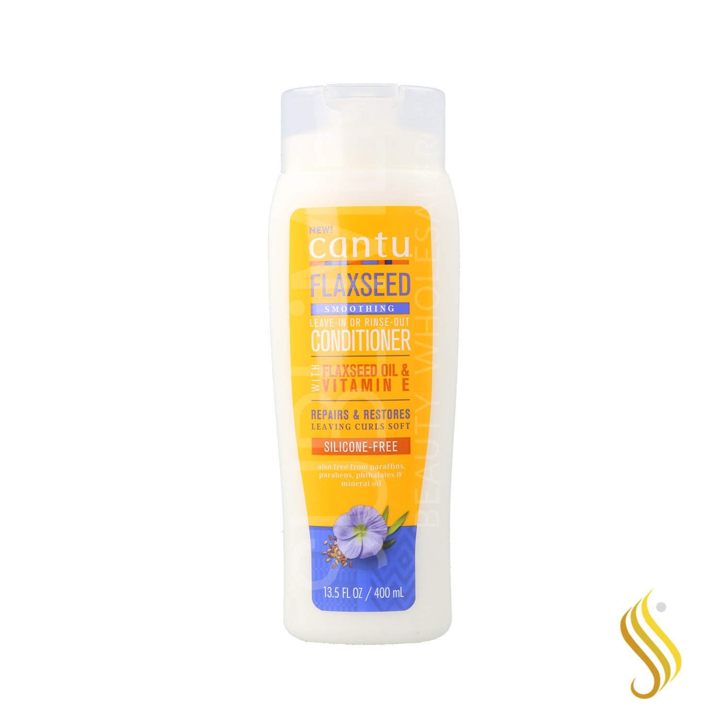 Cantu Flaxseed Smoothing Conditioner Leave-In Or Rinse-Out 13.5Oz/400 ml (With+without Clarifying)