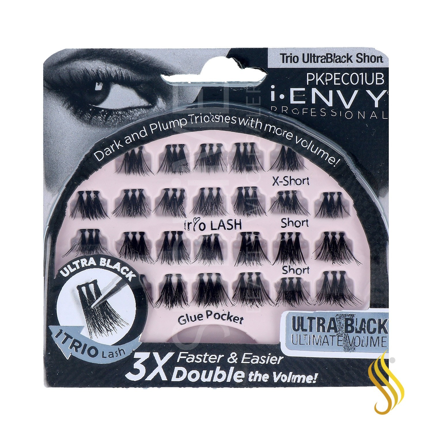 I Envy Individuel Lash/Cils Pro Trio Ultra Noir Court (Pkpec01Ub)