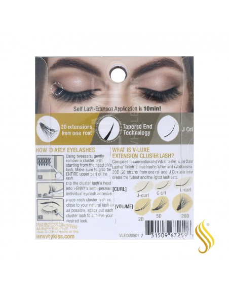I Envy V Luxe Extension Cluster Moyen Lash/Cil (Vlei02)