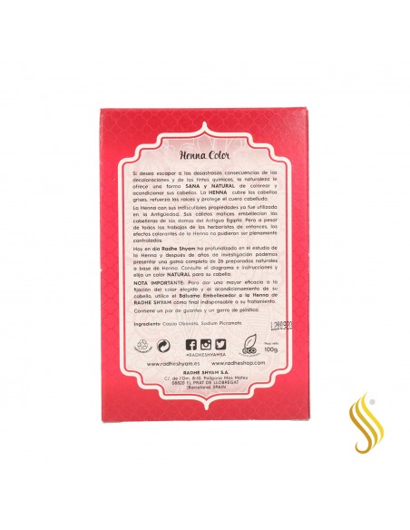 Radhe Shyam Henna Poudre Super Acajou Brillant 100G