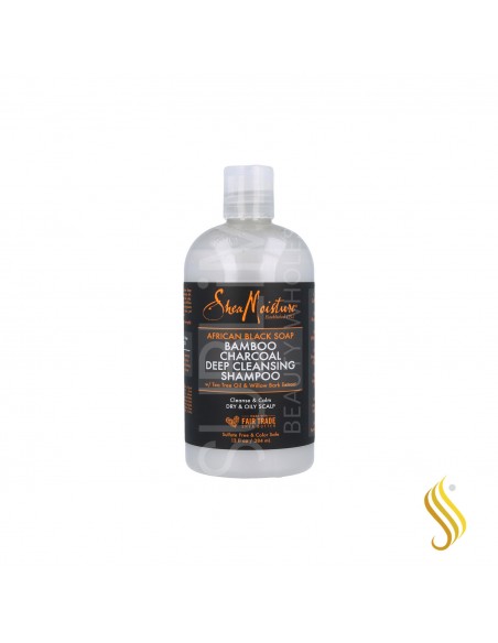 Shea Moisture African Black Soap Bamboo Charcoal Shampooing 384 ml/13Oz