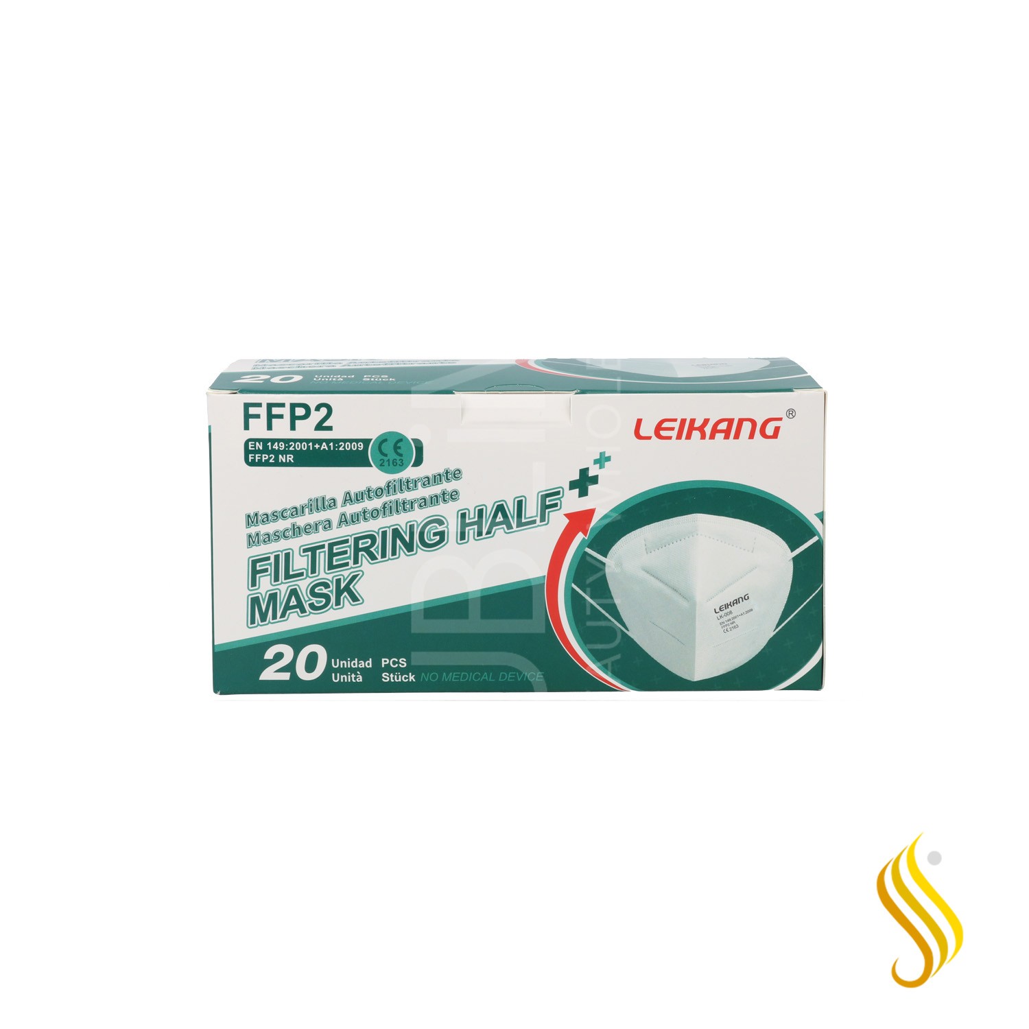Máscara Facial de Proteção FFP2 Branco 1X20PCS (5 Capas)
