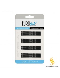 Eurostil Carton 24 Clips Ondulados Negro 70mm