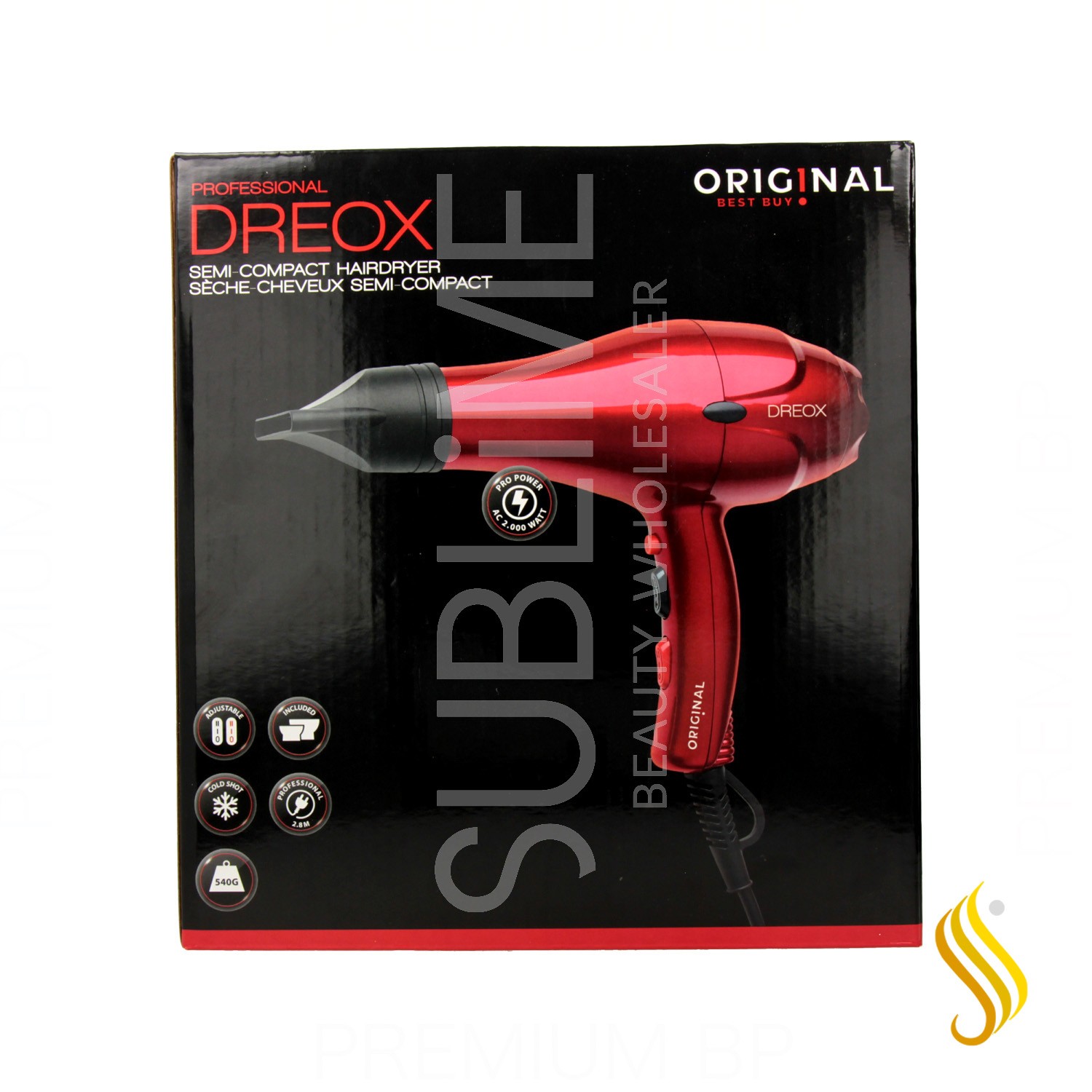 Sinelco Original Dreox Hair Dryer Red 2000 W