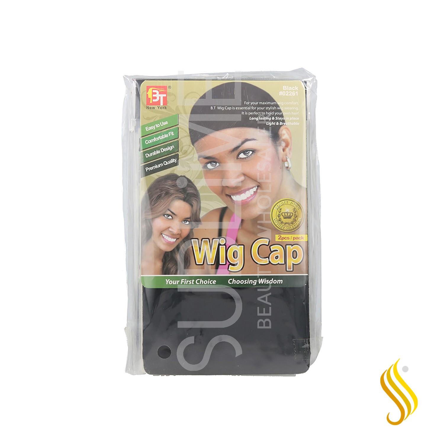 Beauty Town Wig Cap 2 unidades Color Negro