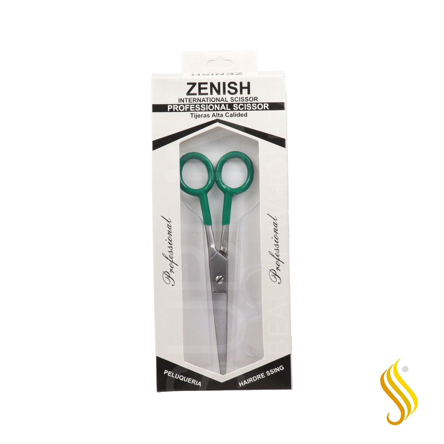 Zenish Ciseaux Professionnels Métal Argent Vert Manche 7"