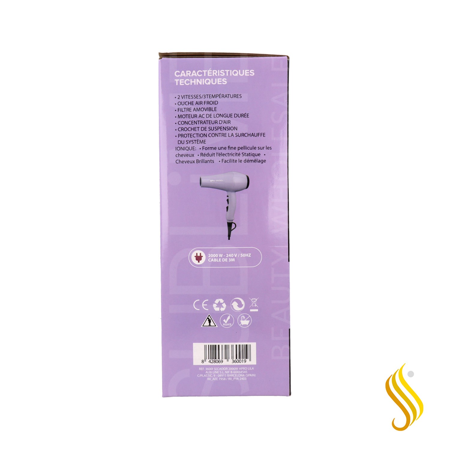 Albi Compact Ionic Dryer Lila 2000W