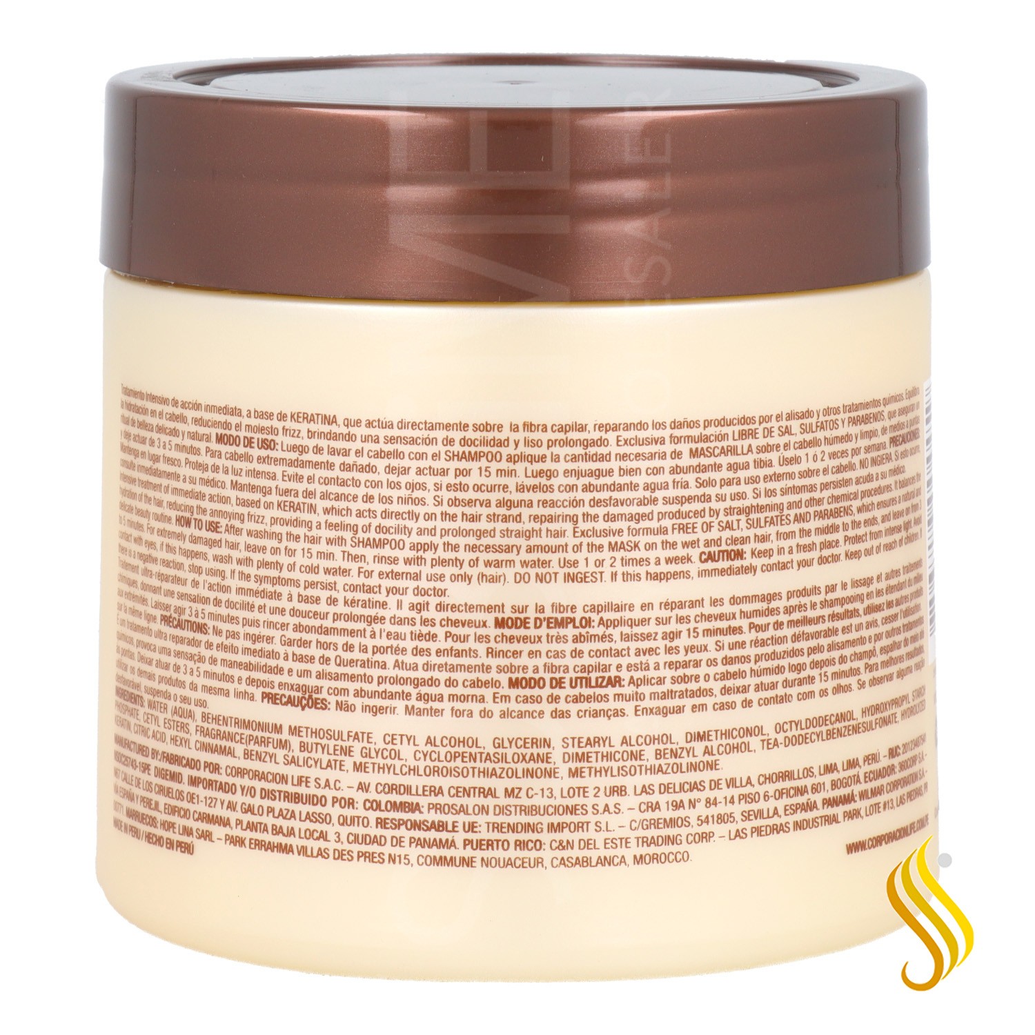Placenta Life Be Nat Lisso Masque à la kératine 350 gr