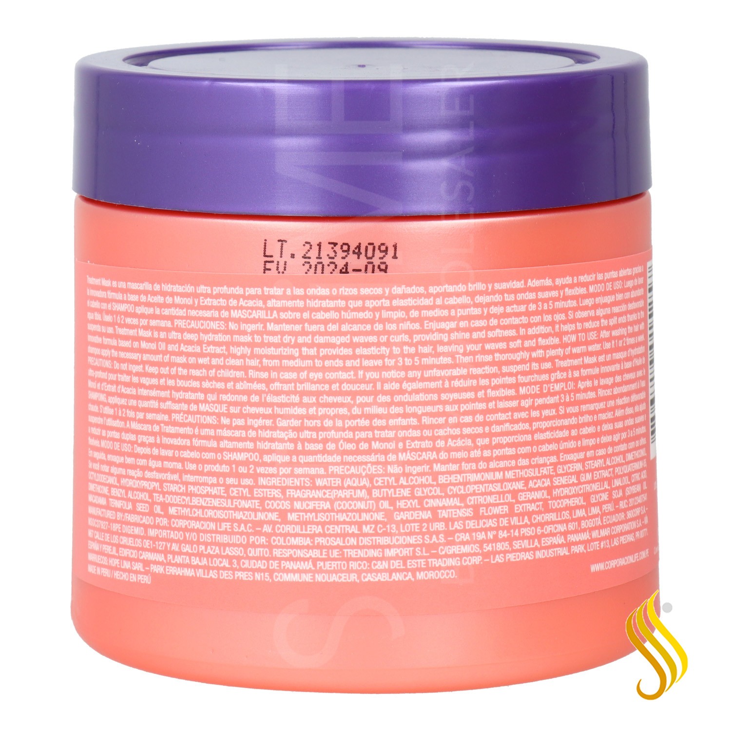 Máscara Placenta Life Be Nat Nutri Curly Monoi Curls 350 gr