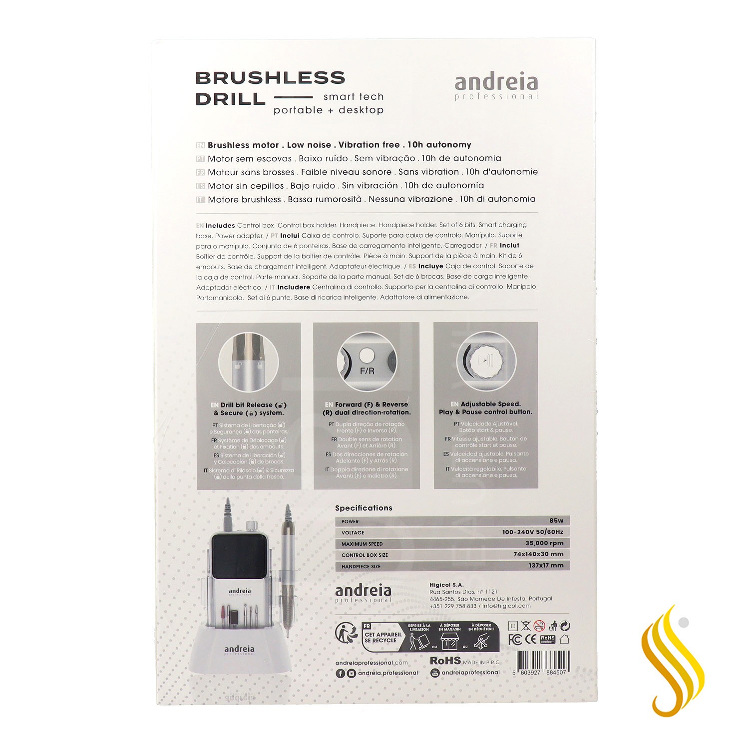 Andreia Brushless Drill Torno Uñas Inalambrico
