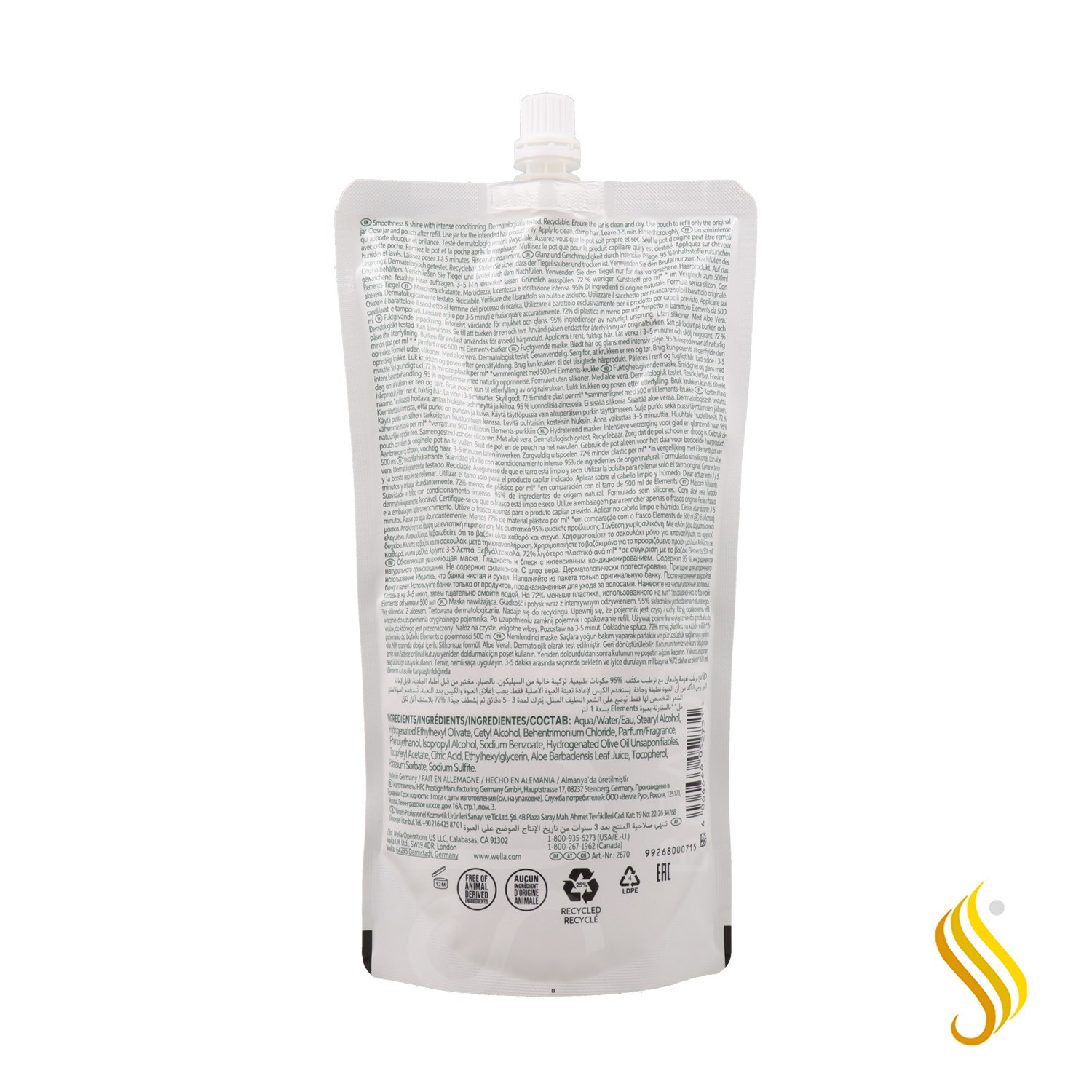 Wella Elements Renewing Refill Pouch Hydrating Mascarilla 500 ml