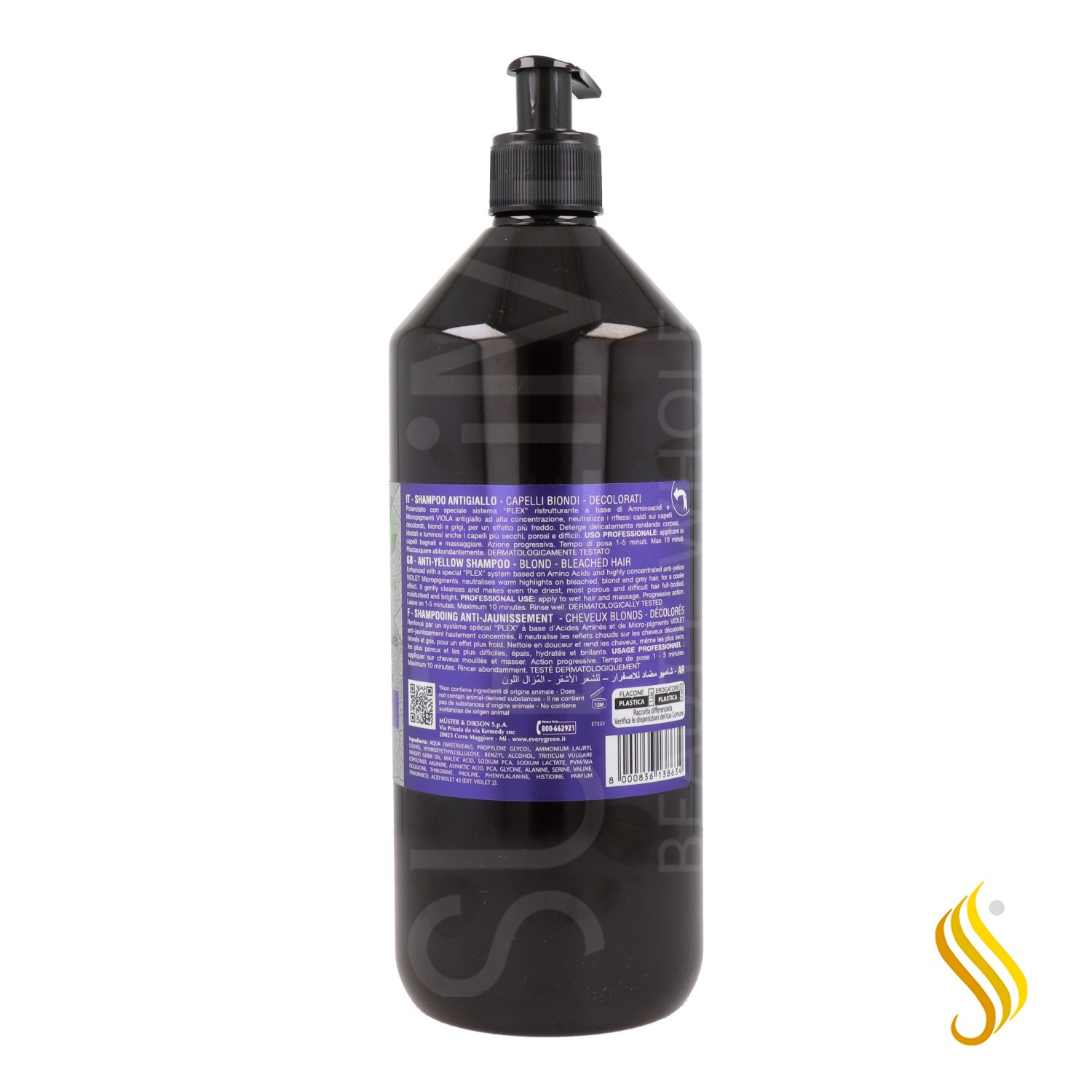 Dikson Shampoo Everygreen Sem Amarelo Plex 1000 ml