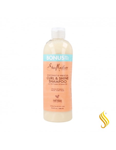 Shea Moisture Shampooing boucles et brillance à la noix de coco et à l'hibiscus 586 ml