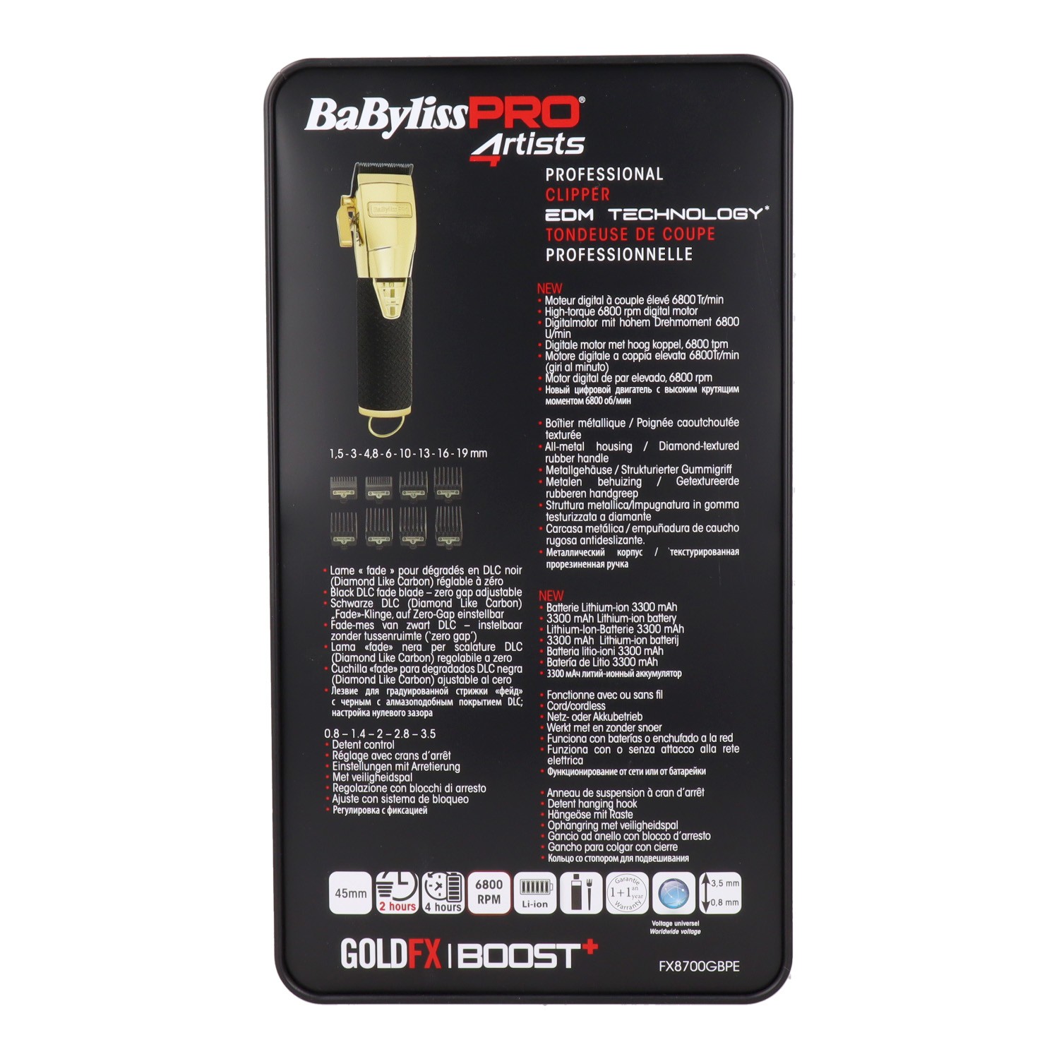 Machine de découpe de tondeuse d'or Babyliss Boost+Gold