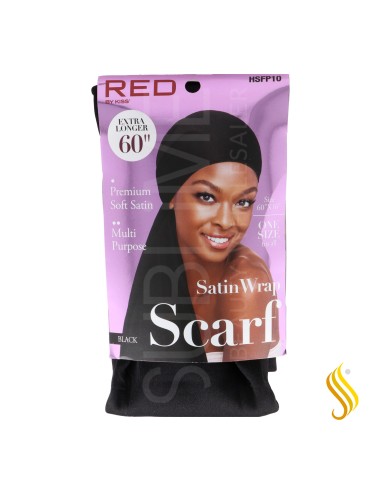 Lenço de cetim Red Kiss capa de cabelo preto