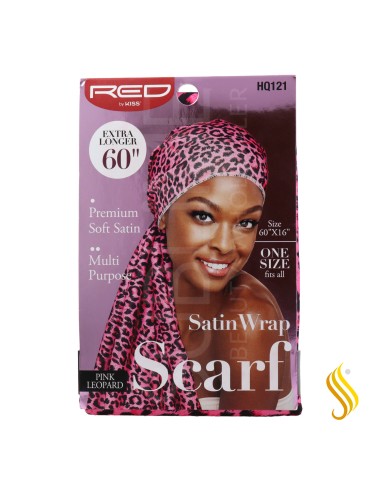 Red Kiss - Écharpe portefeuille en satin - Cape à cheveux léopard rose