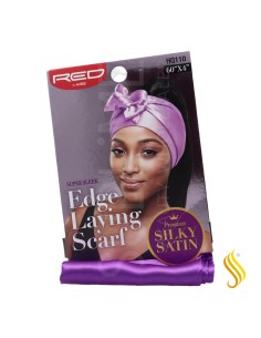 Red Kiss - Écharpe à bord en satin soyeux - Bandeau pour cheveux violet