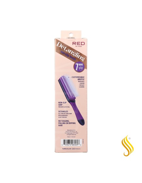 Red Kiss 7 Row Detangle Brush Purple Cepillo