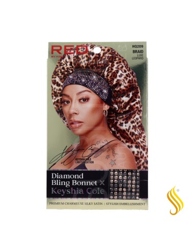 Red Kiss Diamond Bling Bonnet Braid Luxe Leopardo Capa de cabello Satín