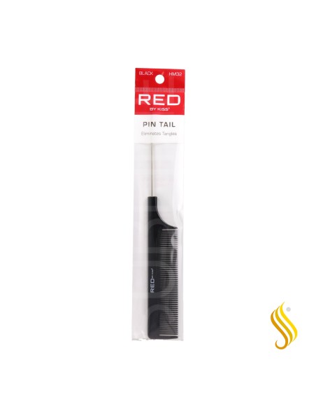 Red Kiss Pin Tail Comb Black Peine