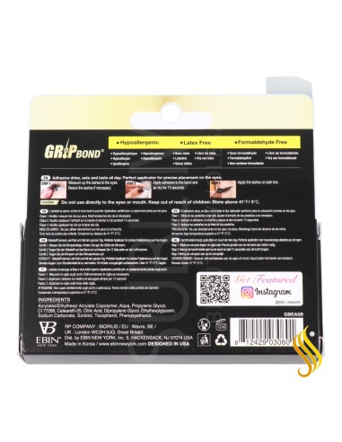 Ebin New York Adesivo para cílios Grip Bond 5G Garrafa preta 75 gr