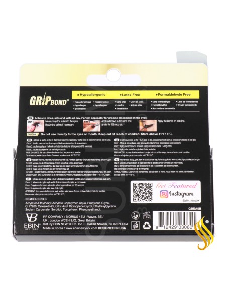Ebin New York Adesivo para cílios Grip Bond 5G Garrafa preta 75 gr