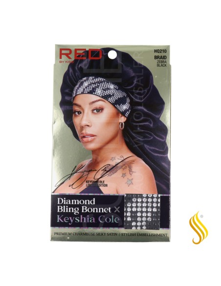 Red Kiss Diamond Bling Bonnet Tresse Bk Zebra