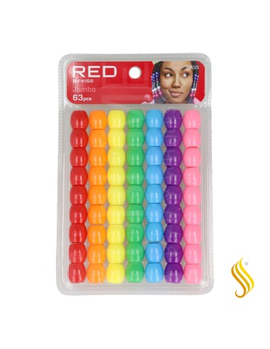 Perles de cheveux géantes Red Kiss 63 pièces (vives)