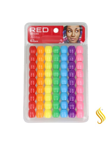 Perles de cheveux géantes Red Kiss 63 pièces (vives)