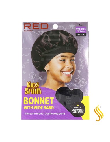 Red Kiss Kids Boné de Cetim Faixa Larga - Preto
