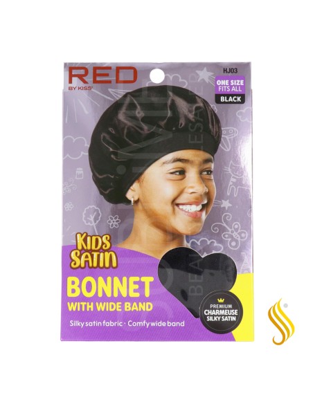 Red Kiss Kids Boné de Cetim Faixa Larga - Preto
