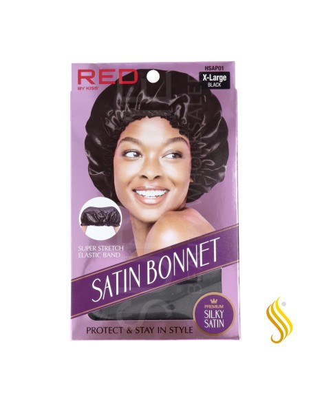 Bonnet Satin Rouge Kiss Noir