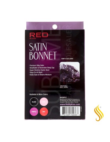 Bonnet Satin Rouge Kiss Noir